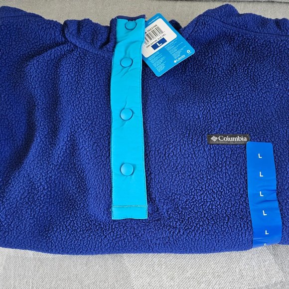 Columbia Ladies' Snap Fleece Hoodie, L: Blue (Dark Sapphire), FREE SHIPPING - Picture 7 of 8